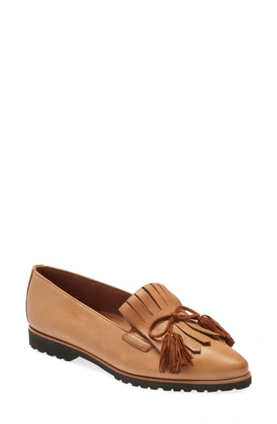 Shop Paul Green Diana Kiltie Fringe Pointed Toe Loafer In Cuoio Toffee Combo