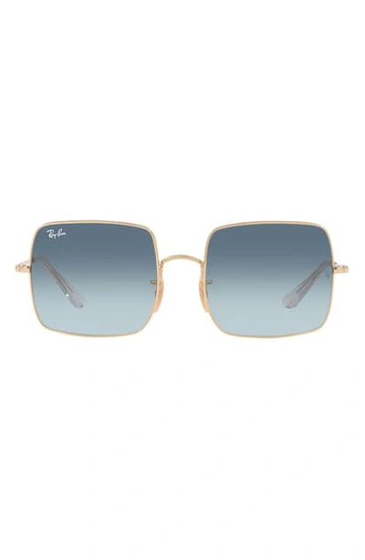Shop Ray Ban 54mm Square Sunglasses In Gold/ Blue Grad