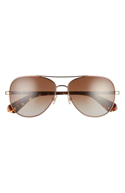 Shop Kate Spade Avaline 2 58mm Polarized Aviator Sunglasses In Dark Havana/ Brown Grad