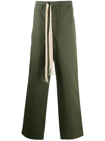 Shop Loewe Straight-leg Cotton Trousers In Green