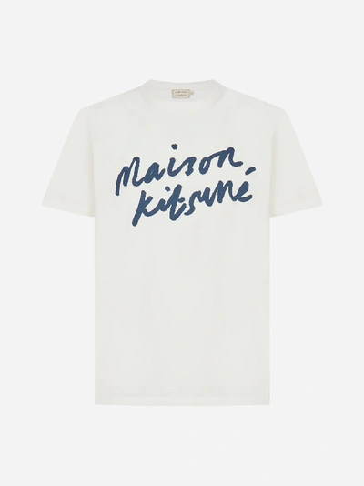 Shop Maison Kitsuné T-shirt In Cotone Con Logo-firma