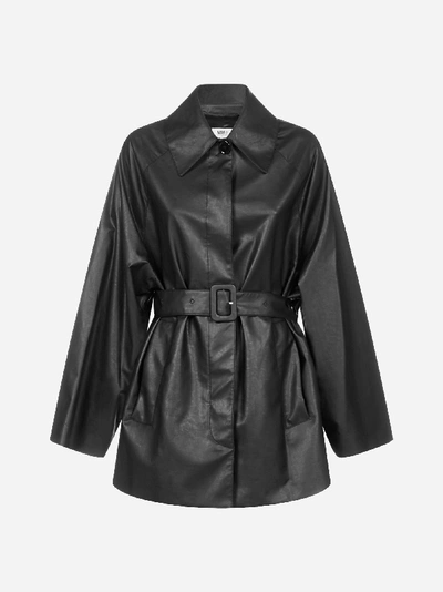Shop Mm6 Maison Margiela Belted Faux-leather Jacket