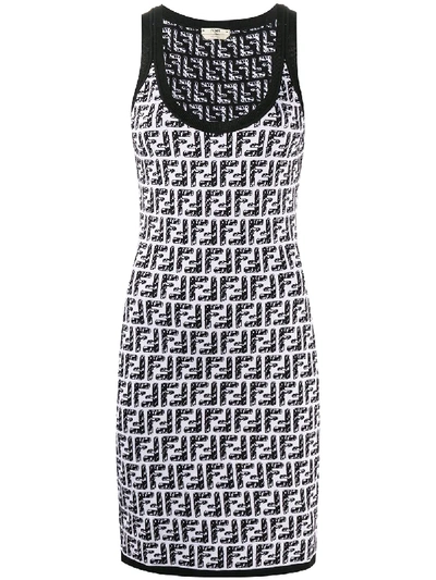 Shop Fendi X Joshua Vides Ff Intarsia-knit Dress In Black