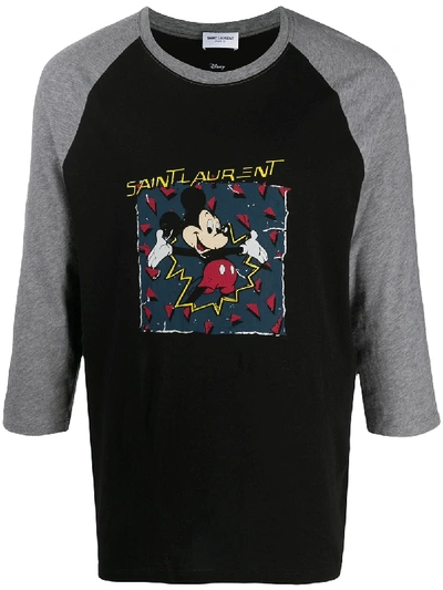 Shop Saint Laurent Mickey Mouse-print T-shirt In Black