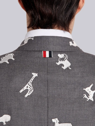 Shop Thom Browne Medium Grey Wool Twill Multi-animal Icon Embroidered Classic Sport Coat
