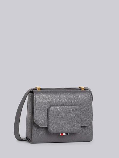 Shop Thom Browne Dark Grey Pebbled Calfskin Small Box Bag