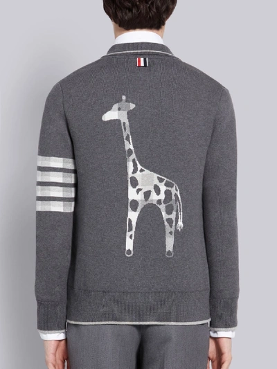 Shop Thom Browne Medium Grey Cotton Crepe Buffalo Check Giraffe Icon Jacquard 4-bar Jacket