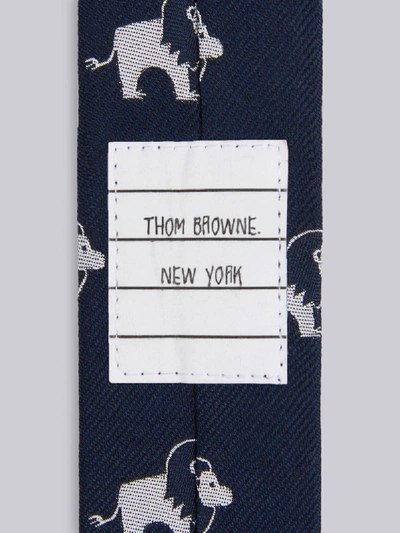 Shop Thom Browne Navy Silk Tricolor Stripe Lion Icon Jacquard Tie In Blue
