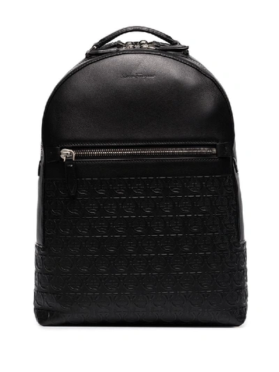 Shop Ferragamo Gancini Embossed-logo Backpack In Black