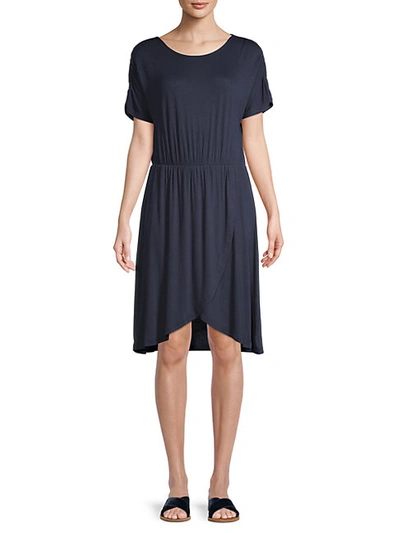 Shop Vero Moda Women's Donna Short-sleeve Jersey Dress In Navy