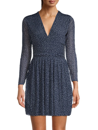 Shop French Connection Tabia Printed Long-sleeve Dress In Nocturnal