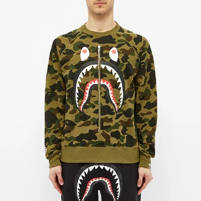 Shop A Bathing Ape 1st Camo Shark Crew Sweat In Green