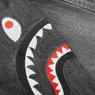 Shop A Bathing Ape Shark Embroidery Denim Jacket In Black