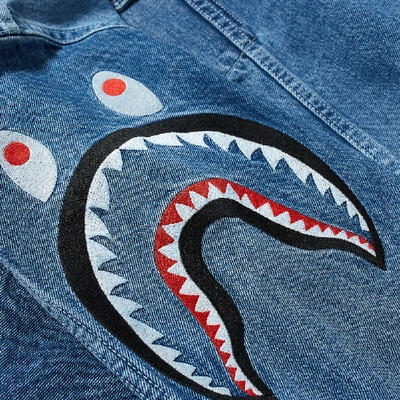 Shop A Bathing Ape Shark Embroidery Denim Jacket In Blue