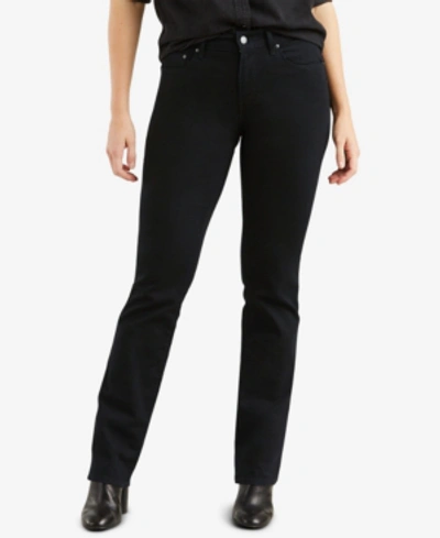 Shop Levi's Women's 505 Straight-leg Jeans In Black Onyx - Waterless