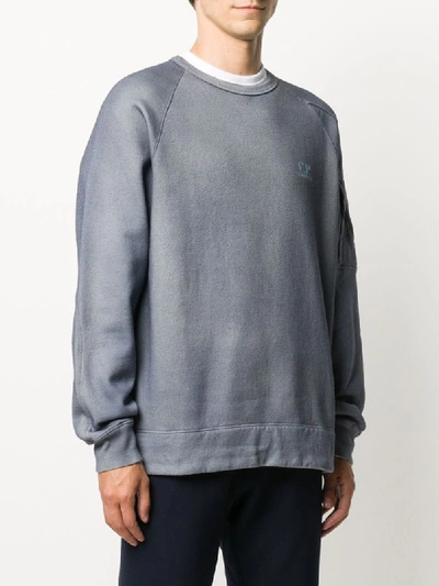 Shop C.p. Company Goggle Pocket Cotton Sweatshirt In Blue