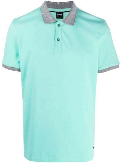 Shop Hugo Boss Two-tone Polo Shirt In Green