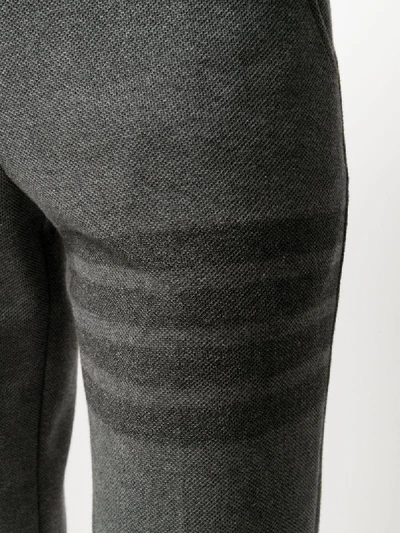Thom Browne Cropped Trousers With Striped Pattern And Button Detailing In Grey