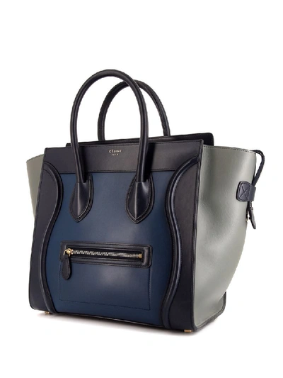 Pre-owned Celine  Medium Luggage Tote Bag In Blue