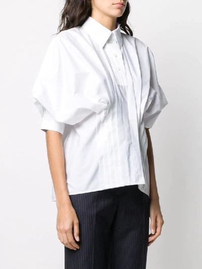 Shop Nina Ricci Puff-sleeve Pleated Shirt In White