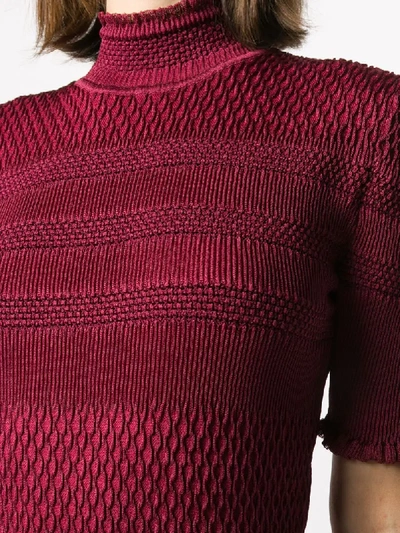 Shop Fendi Silk-elastane Mix Patten Knit Dress In Red