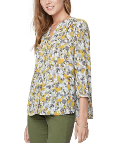 Shop Nydj Pleated Blouse In Monica Blooms