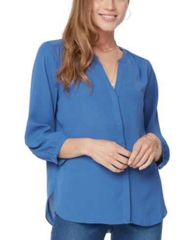 Shop Nydj Pleated Blouse In Blue Star