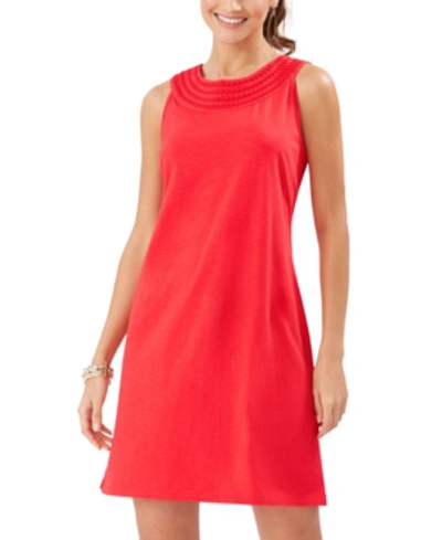 Shop Tommy Bahama Embroidered Shift Dress In Red Cherry