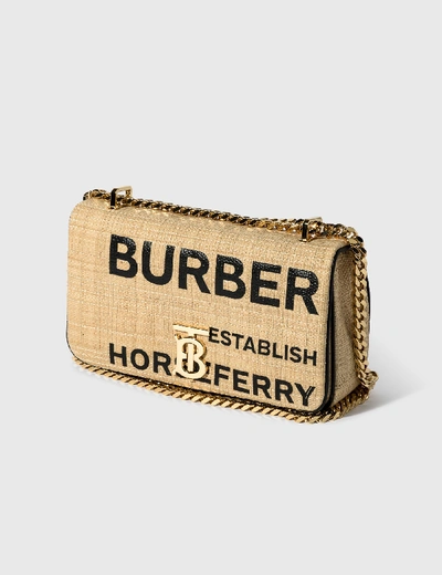 Shop Burberry Small Horseferry Print Quilted Raffia Lola Bag In Beige