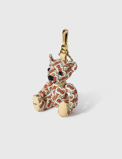 Shop Burberry Thomas Bear Charm In Monogram Print Leather In Multicolor