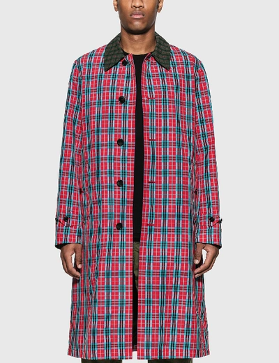 Burberry Keats Checked Single-breasted Twill Trench Coat In Red | ModeSens