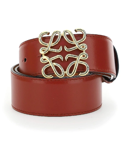 Shop Loewe Belt In Burnt Red/gold