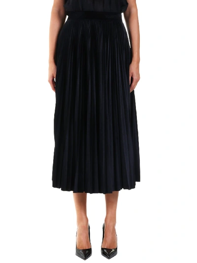Shop Valentino Pleated Jersey Velvet Skirt In Black