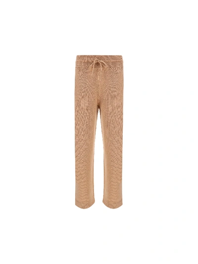 Shop Agnona Knitted Pants In Beige