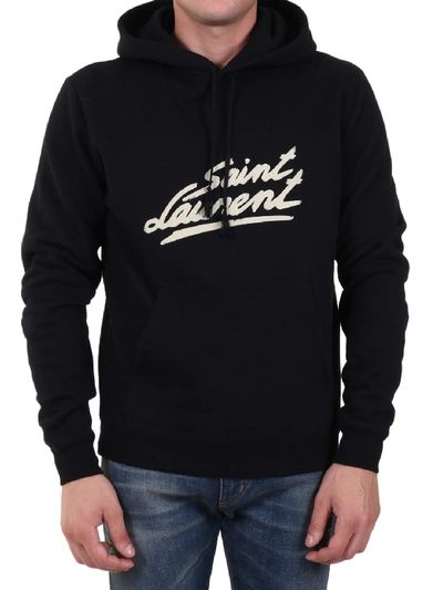 Shop Saint Laurent Hoodie Signature Black