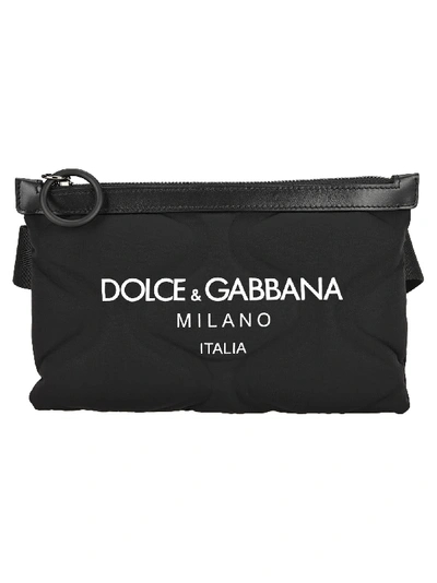 Shop Dolce & Gabbana Embossed Belt Bag With Logo In Black