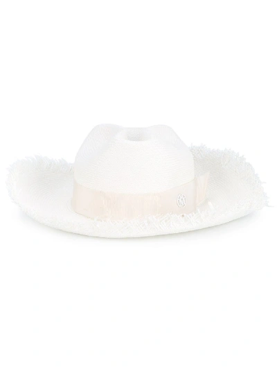 Shop Maison Michel Raw Edge 'lucky' Hat In Neutrals
