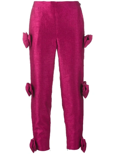 Shop Ashish Bow Embellished Cropped Trousers In Pink