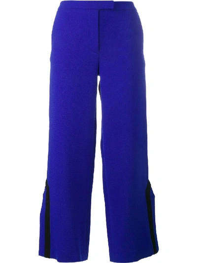 Shop Osman Contrast Trim Side Slit Trousers In Blue