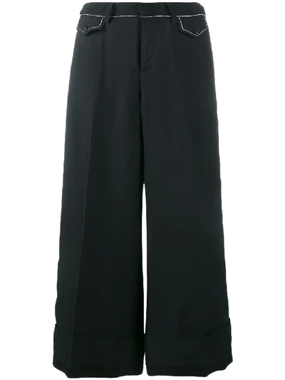 Shop N°21 Cropped Wide Leg Trousers In Blue