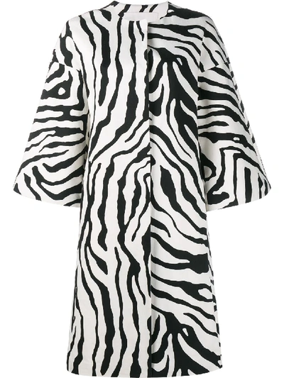 Shop Adam Lippes Zebra Print Cocoon Coat In White