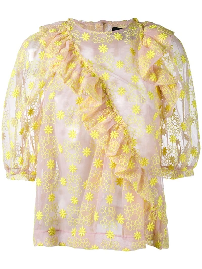 Shop Simone Rocha Floral Embroidered Blouse In Pink