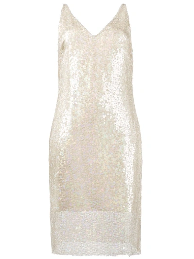 Shop Haney Laura Sequin Embellished Slip Dress In Neutrals