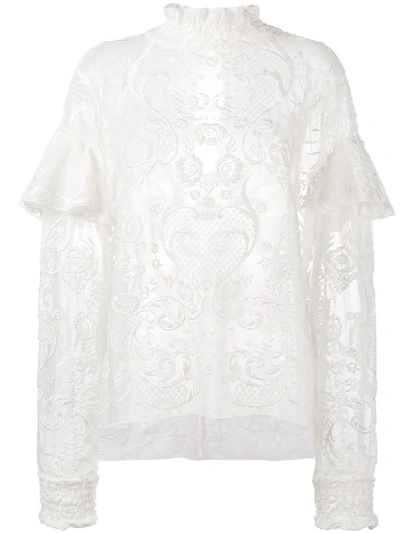 Shop Magda Butrym Lace Top In White