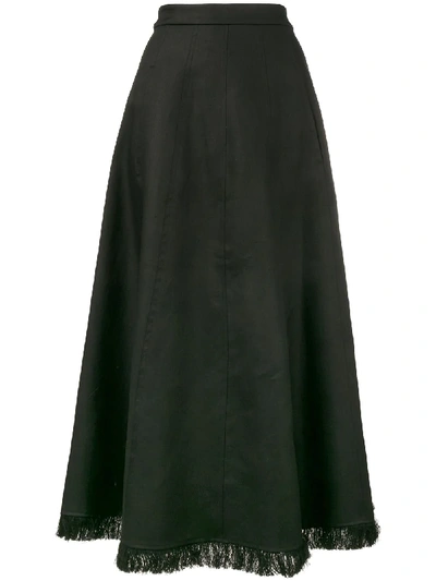Shop Barbara Casasola Fringe-detail A-line Maxi Skirt In Black