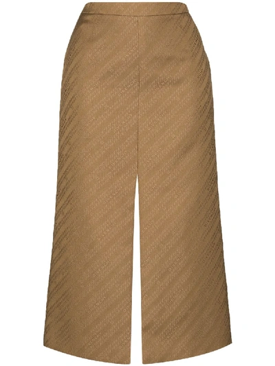 Shop Givenchy Chain Logo-print Pencil Skirt In Neutrals