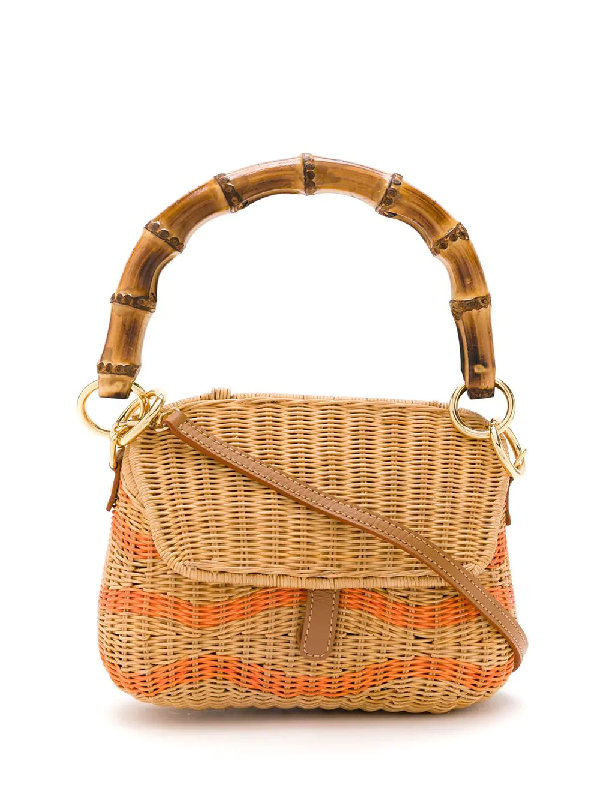 Serpui Bamboo Top Handle Wicker Bag In Neutrals ModeSens