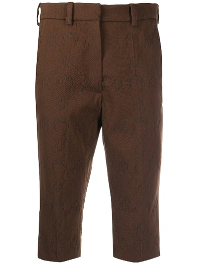 Shop Marine Serre Moon Print Knee-length Shorts In Brown