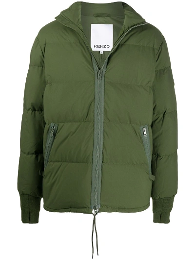 Shop Kenzo Tiger Patch Puffer Jacket In Green