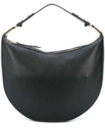 Shop Coccinelle Rounded Leather Shoulder Bag In Black